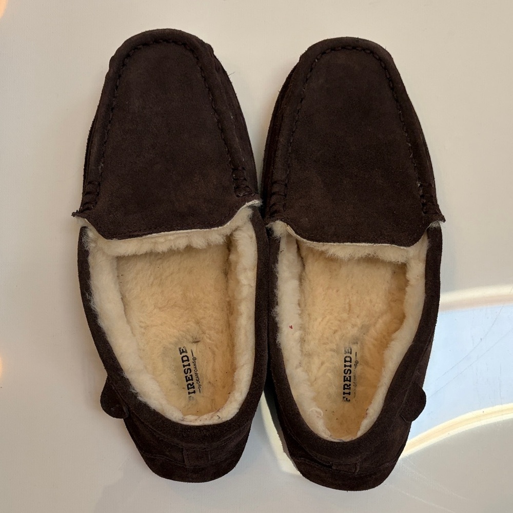 Men's Brown Suede Lined Slippers